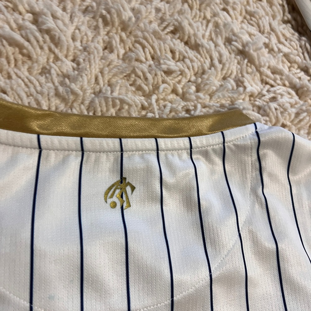 Kappa Athens Kallithea FC Away Jersey Mens XL Long Sleeve Pinstripe AKFC 66 Gold - Picture 8 of 9